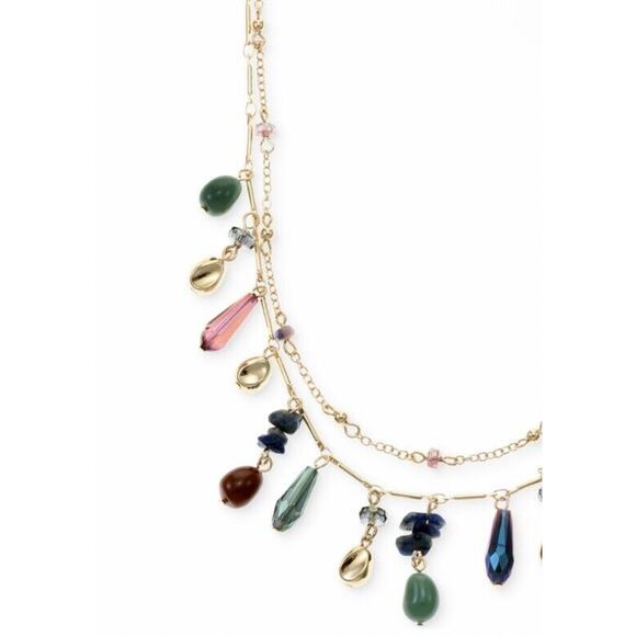 Style&co Crystal Layered Necklace Gold Tone Chain Charm Beads Chic Stylish NWT - Picture 5 of 7